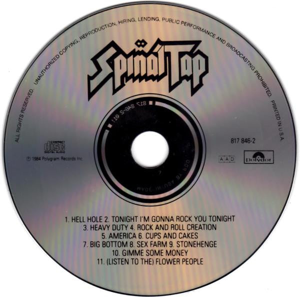 Spinal Tap : Spinal Tap (The Original Soundtrack Recording From The Motion Picture "This Is Spinal Tap") (CD, Album)