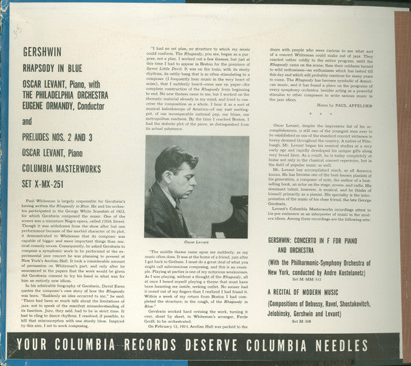George Gershwin / Oscar Levant : Rhapsody In Blue (2xShellac, 12", Album, RP)