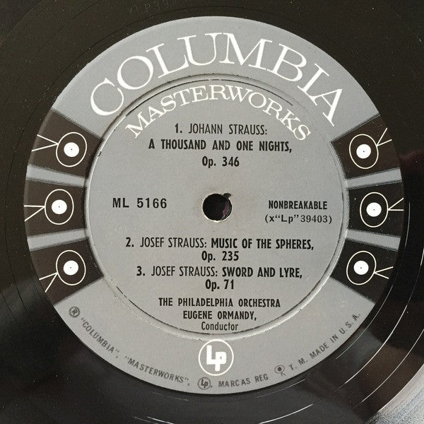Eugene Ormandy Conducts The Philadelphia Orchestra / Johann Strauss Jr., Josef Strauß : Fledermaus Suite (LP, Album, Mono)