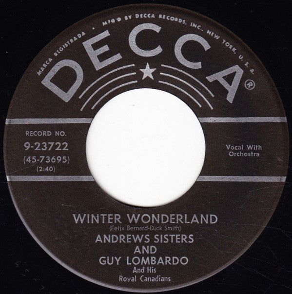 Andrews Sisters* And Guy Lombardo And His Royal Canadians : Winter Wonderland / Christmas Island (7", Single, RP)