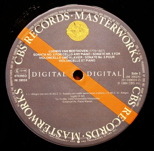 Ludwig Van Beethoven - Yo-Yo Ma & Emanuel Ax : Beethoven Sonatas, Vol. 2 (LP, Album)