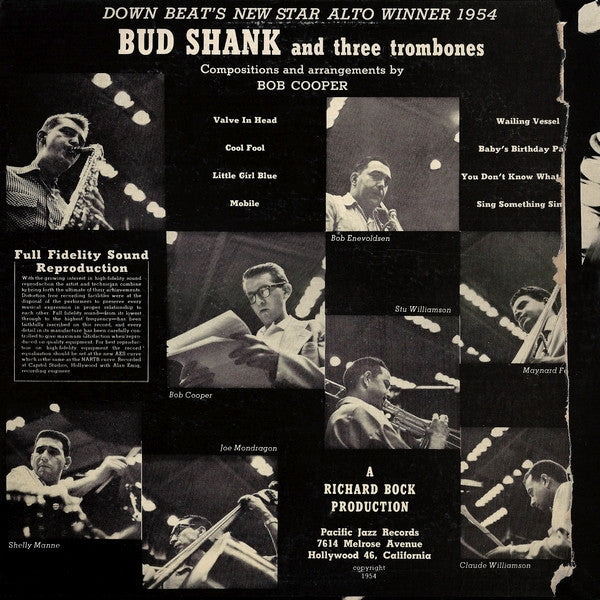 Bud Shank And Three Trombones : Bud Shank And Three Trombones (10", Album, Mono)