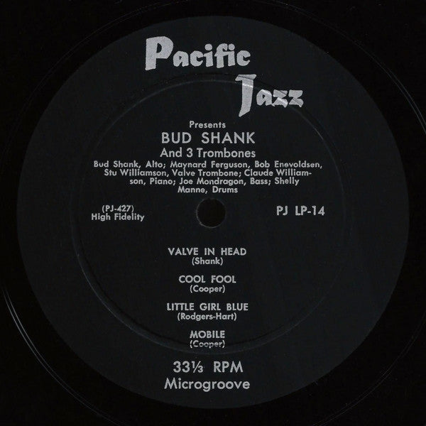 Bud Shank And Three Trombones : Bud Shank And Three Trombones (10", Album, Mono)