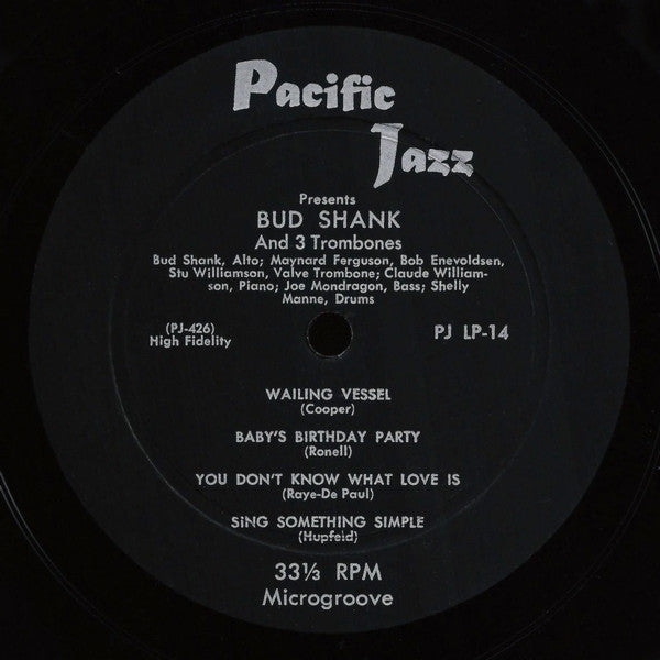 Bud Shank And Three Trombones : Bud Shank And Three Trombones (10", Album, Mono)
