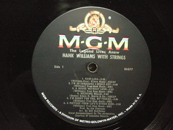 Hank Williams : The Legend Lives Anew - Hank Williams With Strings (LP, Comp)