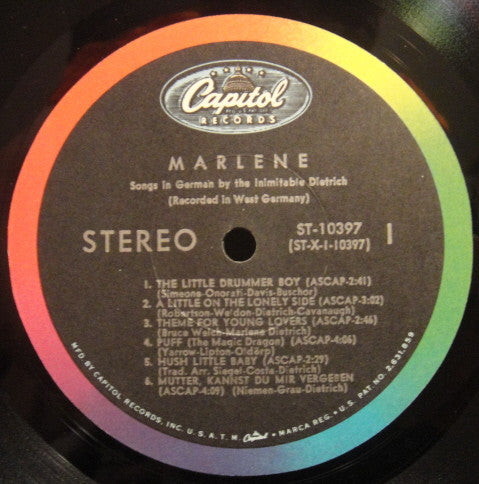 Marlene Dietrich : Songs In German By The Inimitable Dietrich (LP, Album, Los)