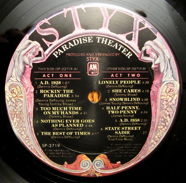 Styx : Paradise Theatre (LP, Album, Club, Etch, Gat)