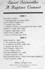 William Albright : Sweet Sixteenths: A Ragtime Concert (LP, RE)