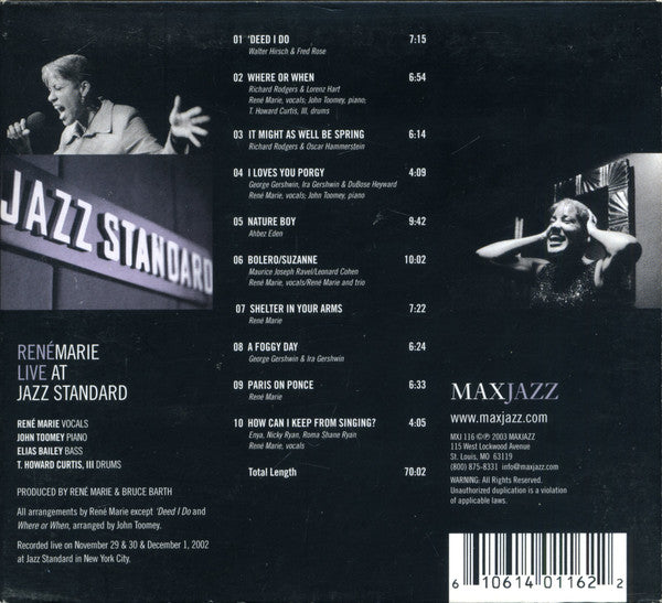 René Marie : Live At The Jazz Standard (CD, Album)
