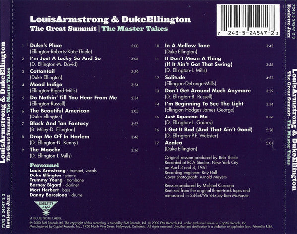 Louis Armstrong & Duke Ellington : The Great Summit: The Master Takes (CD, Comp, RM)