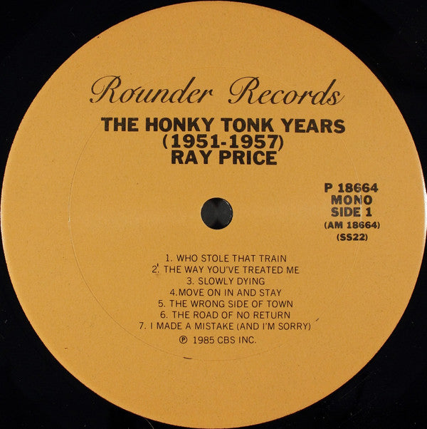 Ray Price : The Honky-Tonk Years (1951-1953) (LP, Comp, Mono)