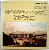 Wolfgang Amadeus Mozart / Joseph Haydn - Wiener Philharmoniker, Herbert Von Karajan : Mozart Symphony In G Minor, K. 550 / Haydn Symphony In D Major, No. 104 (LP, Album)
