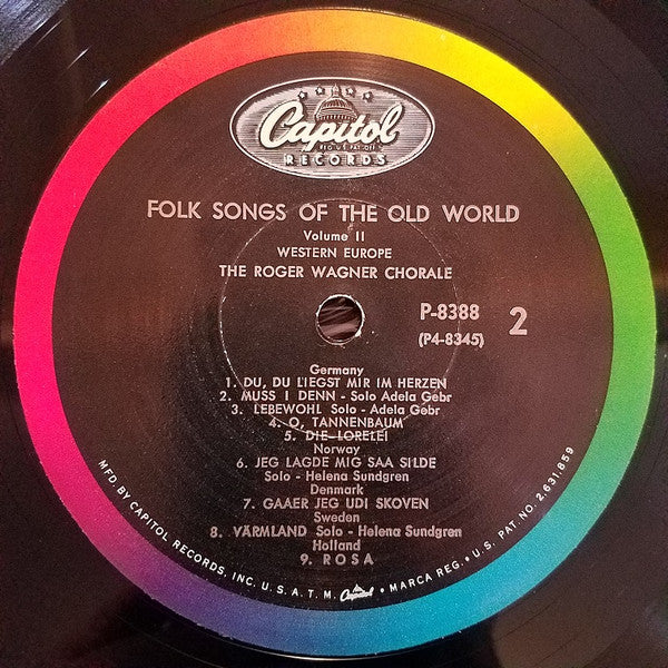 The Roger Wagner Chorale : Vol. 2 Western Europe Folk Songs Of The Old World (LP)