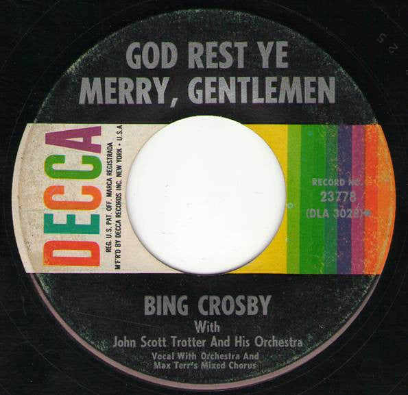 Bing Crosby : White Christmas / God Rest Ye Merry Gentlemen (7", Single, RE, Pin)