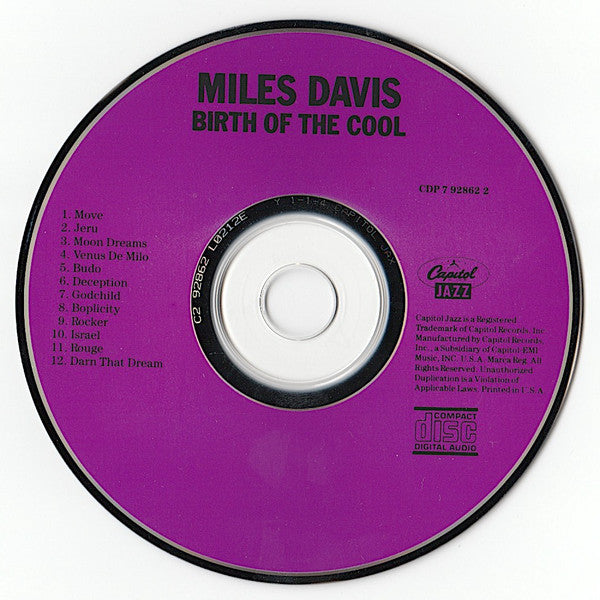 Miles Davis : Birth Of The Cool (CD, Album, Comp, RE, Cap)