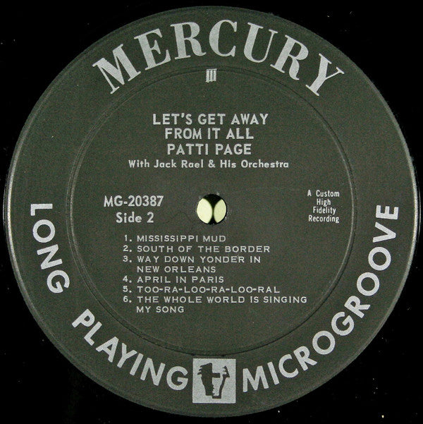 Patti Page : Let's Get Away From It All (LP, Album, Mono)