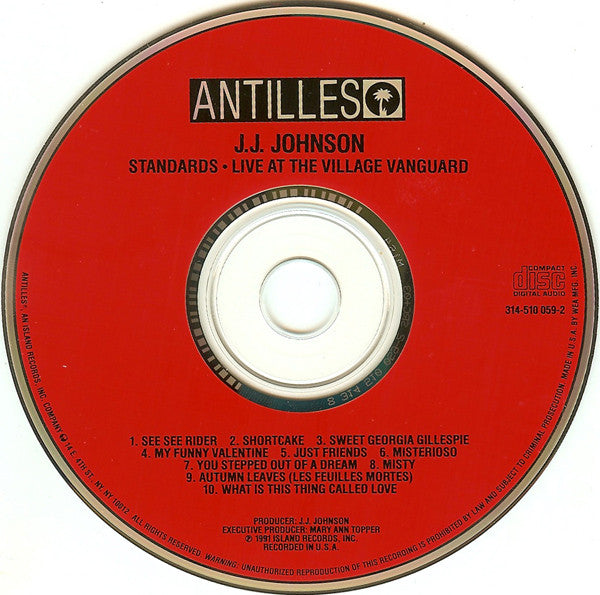 J.J. Johnson : Standards - Live At The Village Vanguard (CD, Album)