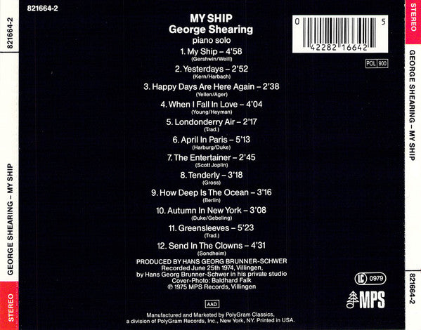George Shearing : My Ship (CD, Album, RE)