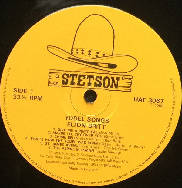 Elton Britt : Yodel Songs (LP, Mono, RE)