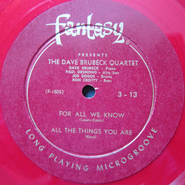 The Dave Brubeck Quartet Featuring Paul Desmond : Jazz At The College Of The Pacific (10", Album, Red)