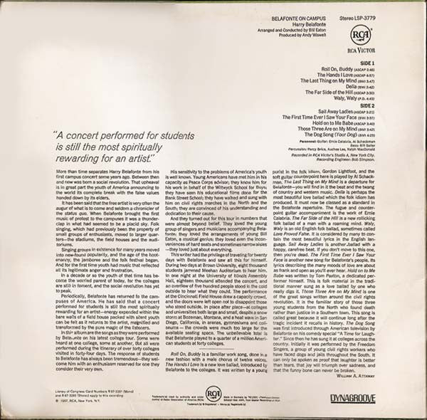 Harry Belafonte : Belafonte On Campus (LP, Album)