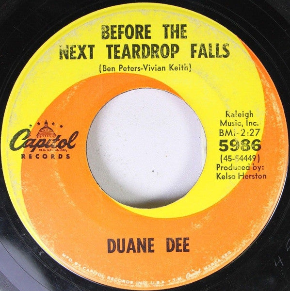 Duane Dee : Before The Next Teardrop Falls / You're Not Painting The Town (7", Single)