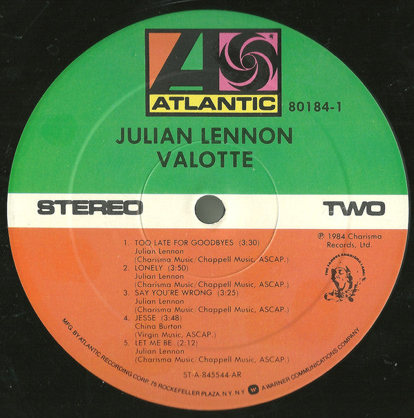 Julian Lennon : Valotte (LP, Album, AR )