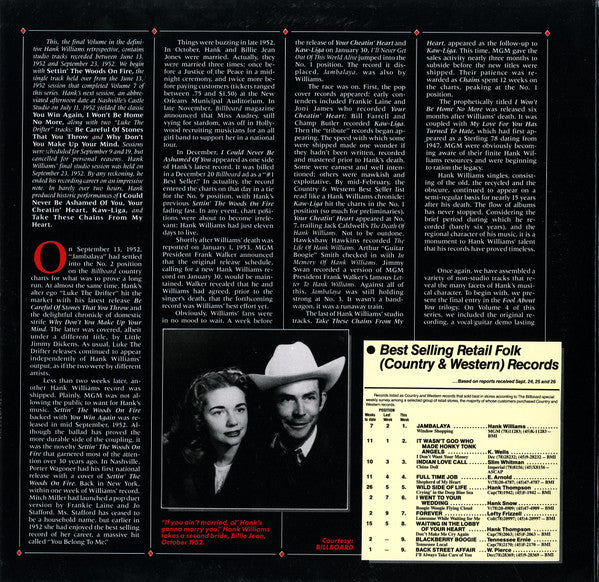 Hank Williams : I Won't Be Home No More: June 1952-September 1952 (2xLP, Comp, Mono, RM)