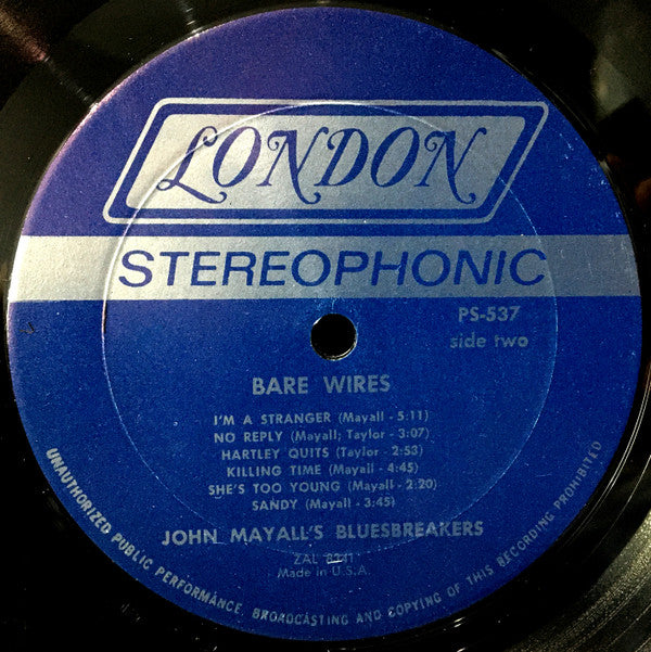John Mayall's Bluesbreakers* : Bare Wires (LP, Album, Mon)