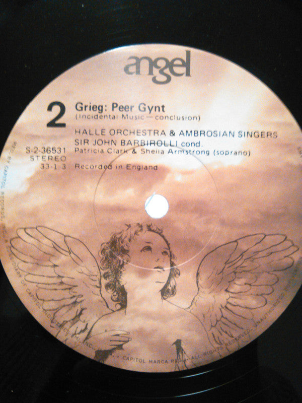 Grieg*, Sir John Barbirolli Conducting The  Hallé Orchestra With Sheila Armstrong & The Ambrosian Singers : Peer Gynt (LP, Album, RP)