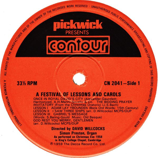 The King's College Choir Of Cambridge : Christmas - A Festival Of Lessons And Carols (LP, RE)