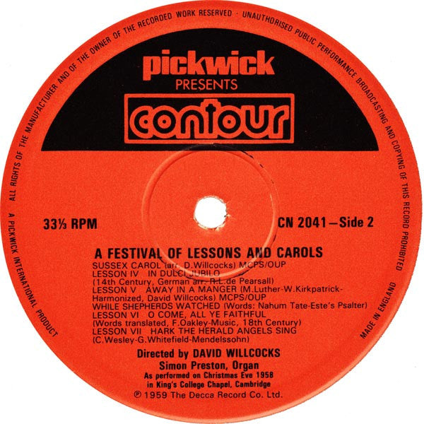 The King's College Choir Of Cambridge : Christmas - A Festival Of Lessons And Carols (LP, RE)