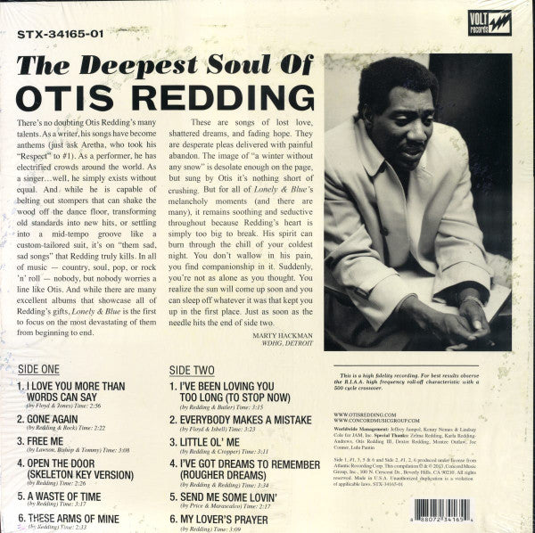 Otis Redding : Lonely & Blue: The Deepest Soul Of Otis Redding (LP, Comp, Blu)