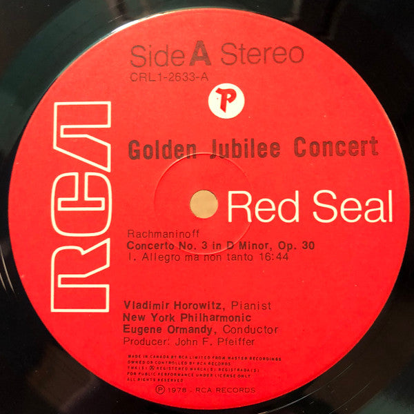 Sergei Vasilyevich Rachmaninoff, Vladimir Horowitz, New York Philharmonic, Eugene Ormandy : Golden Jubilee Concert 1978 - Rachmaninoff Concerto No. 3 (LP)