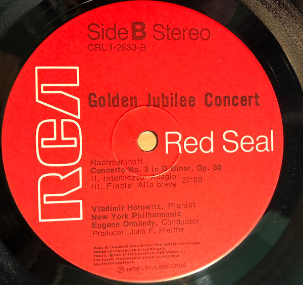 Sergei Vasilyevich Rachmaninoff, Vladimir Horowitz, New York Philharmonic, Eugene Ormandy : Golden Jubilee Concert 1978 - Rachmaninoff Concerto No. 3 (LP)