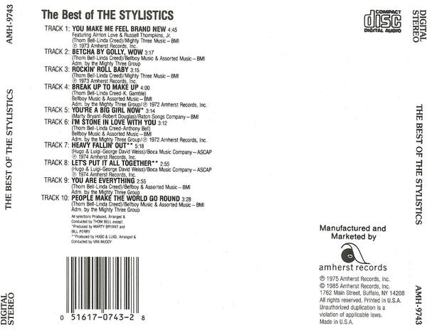 The Stylistics : The Best Of The Stylistics (CD, Comp, RM)