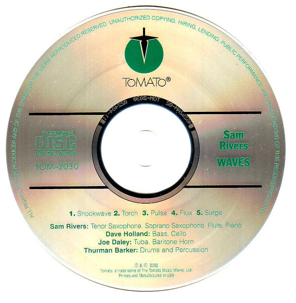 Sam Rivers : Waves (CD, Album, RE)