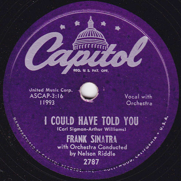 Frank Sinatra : Don't Worry About Me / I Could Have Told You (Shellac, 10")