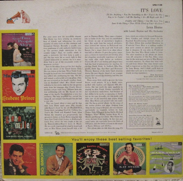 Lena Horne With Lennie Hayton And His Orchestra : It's Love (LP, Album, Mono)