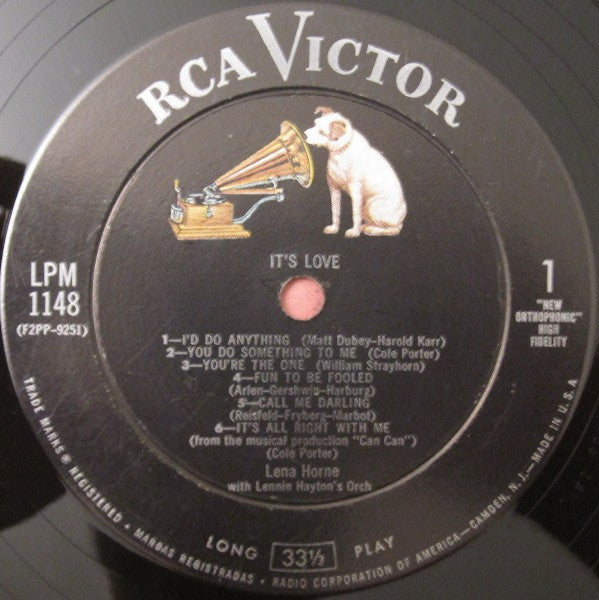 Lena Horne With Lennie Hayton And His Orchestra : It's Love (LP, Album, Mono)