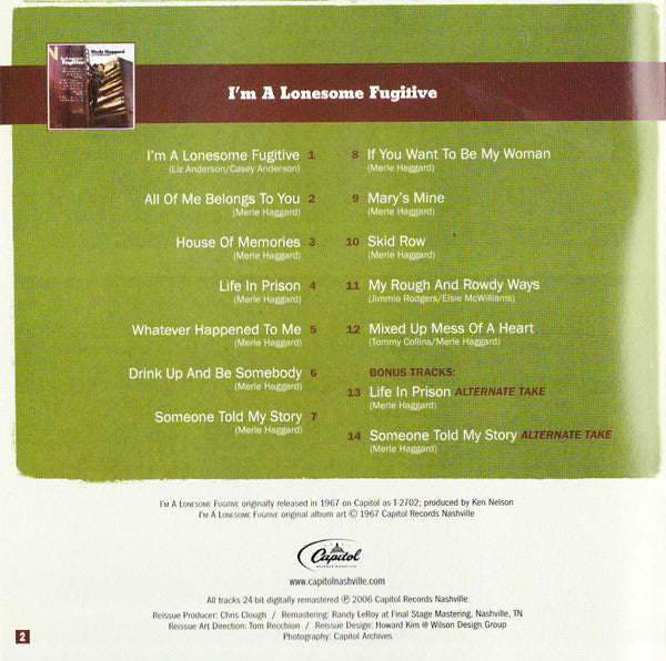 Merle Haggard And The Strangers (5) : I'm A Lonesome Fugitive / Branded Man (CD, Comp, RM)
