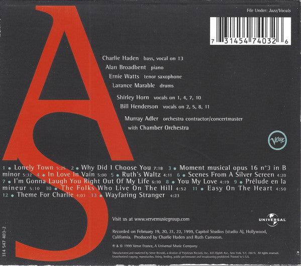 Charlie Haden Quartet West : The Art Of The Song (CD, Album)