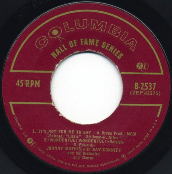 Johnny Mathis : Johnny Mathis (7", EP)