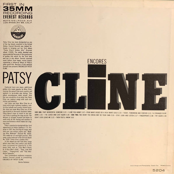 Patsy Cline : Encores (LP, Comp, Mono)