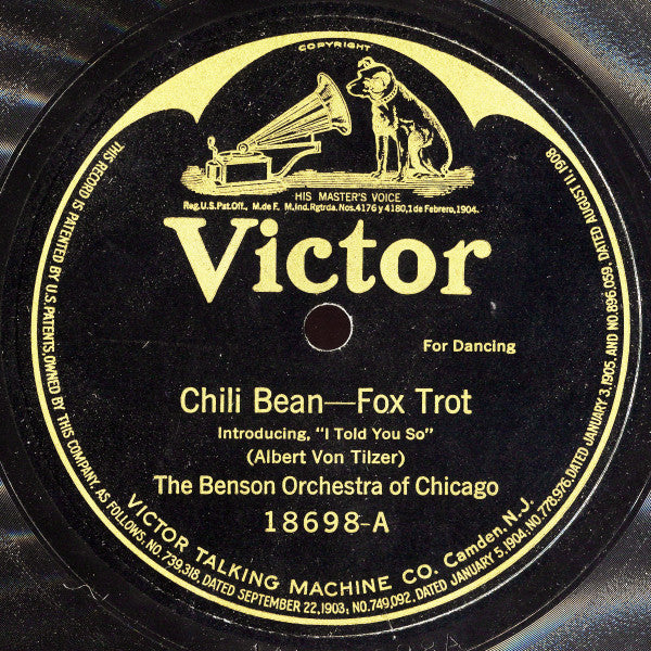 The Benson Orchestra Of Chicago : Chili Bean / My Little Bimbo (Shellac, 10")