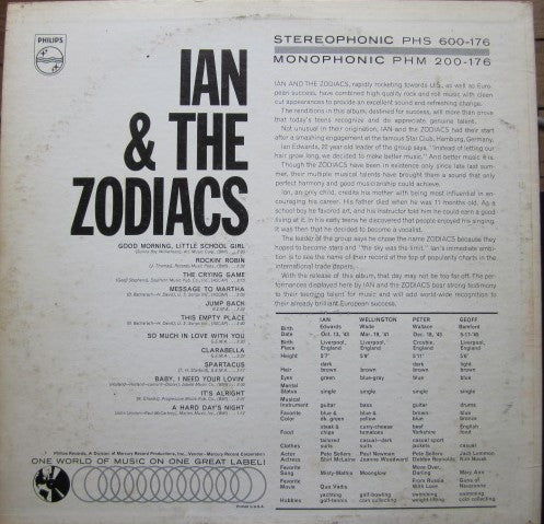 Ian & The Zodiacs : Ian & The Zodiacs (LP, Mono)