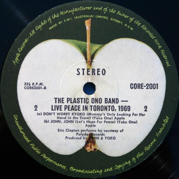 The Plastic Ono Band : Live Peace In Toronto 1969 (LP, Album)
