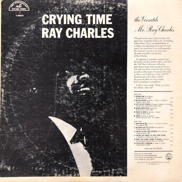 Ray Charles : Crying Time (LP, Album, Mono, Club, Jac)