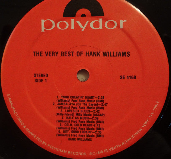 Hank Williams : The Very Best Of Hank Williams (LP, Comp, RE, Kee)