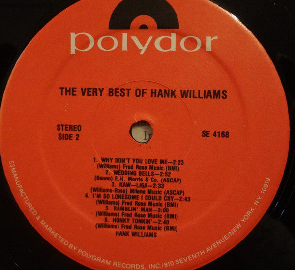 Hank Williams : The Very Best Of Hank Williams (LP, Comp, RE, Kee)